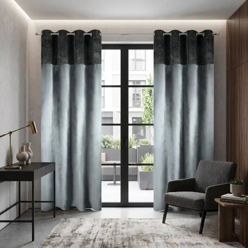 Dekorační velvet závěs s kroužky TANA 140x250 cm, grafitová, (cena za 1 kus) MyBestHome Poslední Šance