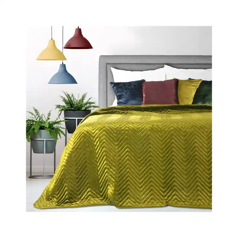 Originální Přehoz na postel LUXURY 220x240 cm mustard/hořčicová Mybesthome