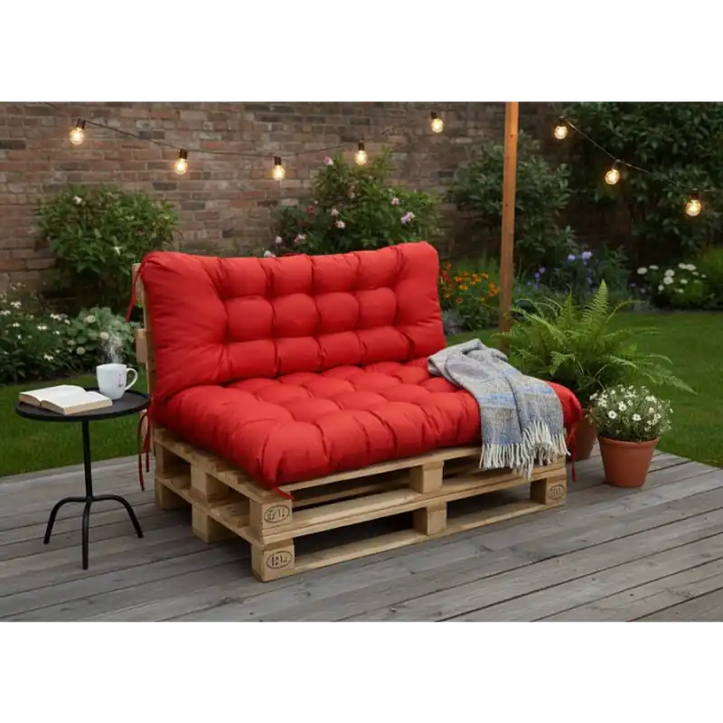 Paletové prošívané sezení PIETRO SET - sedák 120x80 cm, opěrka 120x40 cm, color 11 červená, Mybesthome Vrácení Zdarma