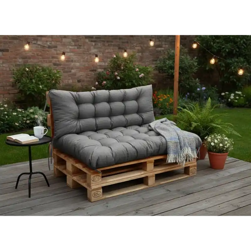 Paletové prošívané sezení PIETRO SET - sedák 120x80 cm, opěrka 120x40 cm, color 23 barva šedá, Mybesthome Speciální Cena