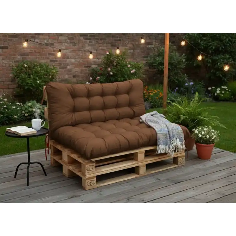 Cenová Bomba Paletové prošívané sezení PIETRO SET - sedák 120x80 cm, opěrka 120x40 cm, color 22 hnědá, Mybesthome