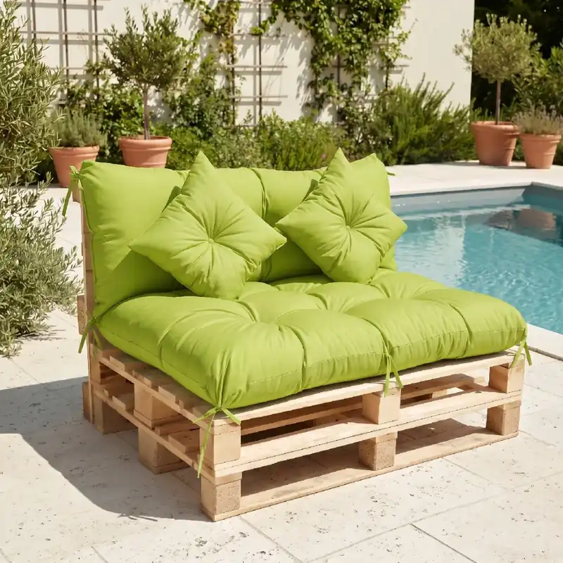 Novinka Polstr CARLOS color 19 limonka, sedák 120x80 cm, opěrka 120x40 cm, paletové prošívané sezení Mybesthome Dárek 2x polštář 30x30 cm
