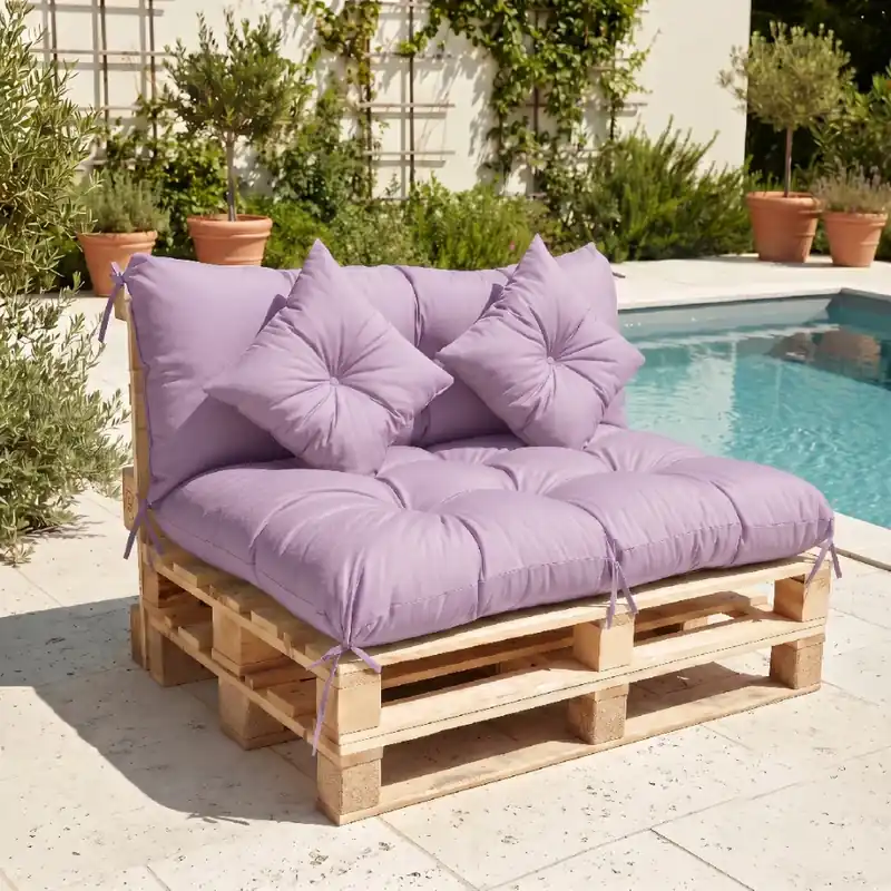 Polstr CARLOS color 30 lila, sedák 120x80 cm, opěrka 120x40 cm, paletové prošívané sezení Mybesthome Dárek 2x polštář 30x30 cm Expresní Doručení