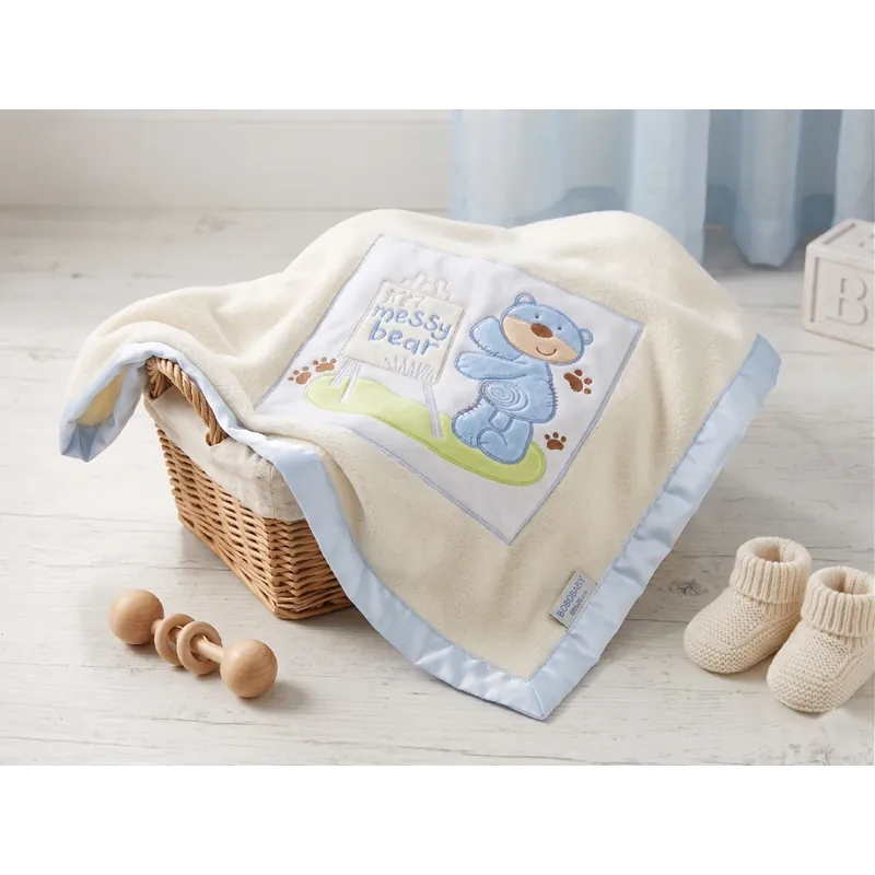 Vysoce Kvalitní Dětská deka s aplikací MODRÝ MEDVÍDEK 100x75 cm Bobobaby