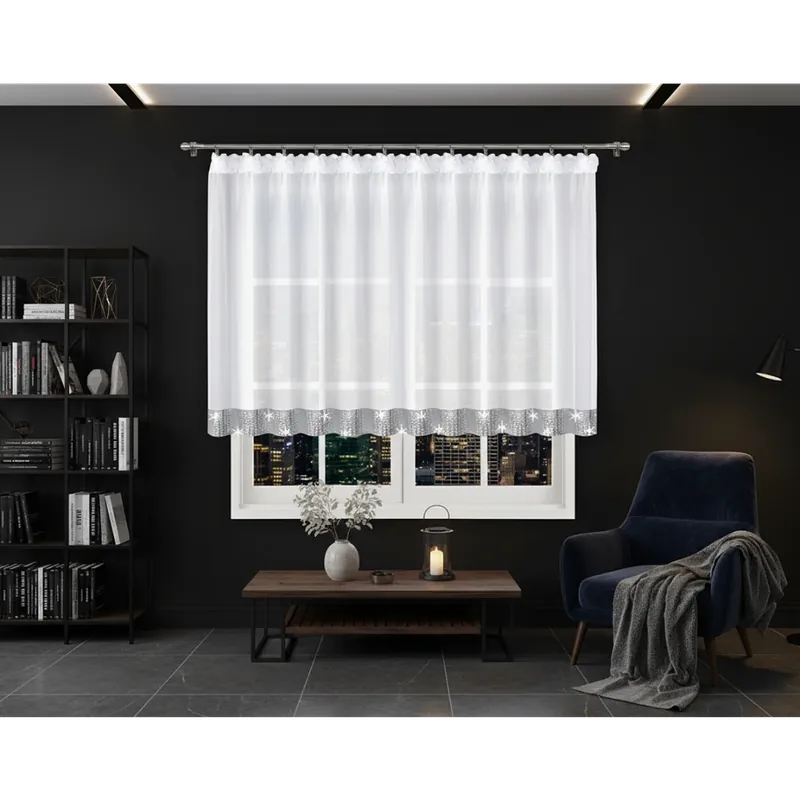 Sezónní Sleva Dekorační krátká záclona se zirkony s řasící páskou MONIQUE bílá 400x120 cm MyBestHome