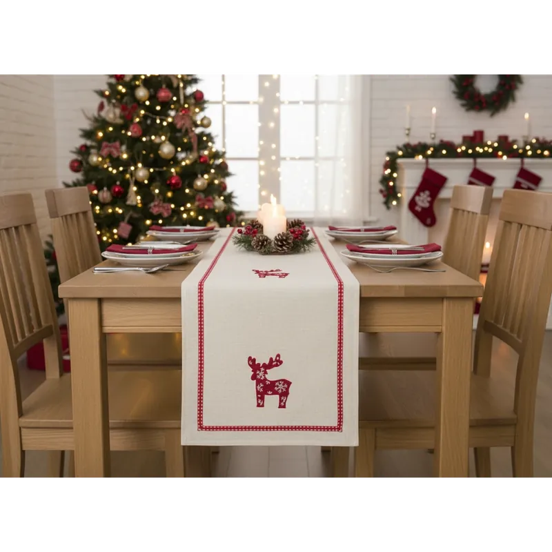 Vánoční ubrus - běhoun na stůl BOXING DAY - motiv sob 35x180 cm, Odeslání Ihned