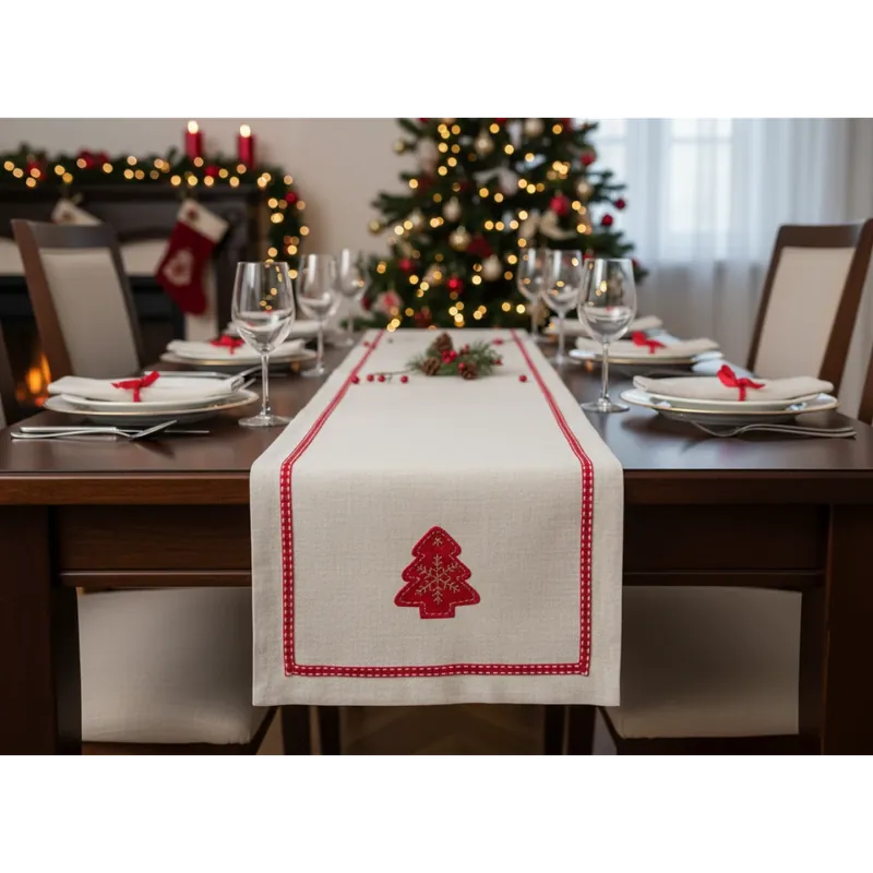 Omezená Nabídka Vánoční ubrus - běhoun na stůl BOXING DAY - motiv stromeček 35x180 cm,