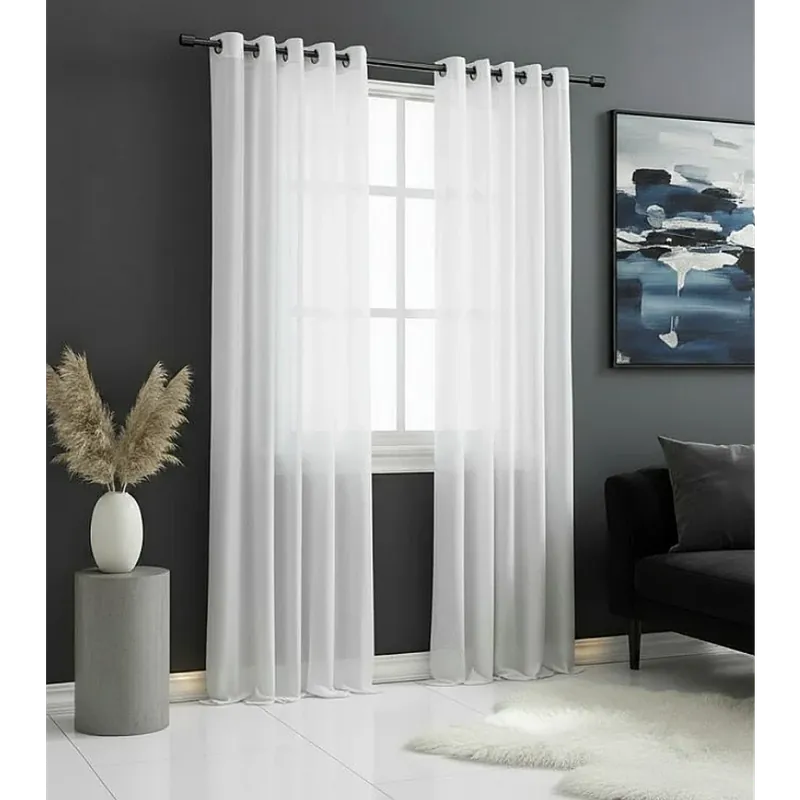 Dekorační dlouhá voálová záclona s kroužky EDEN bílá 145x250 cm MyBestHome set 2 kusy Cena za 2 kusy v balení Expresní Doručení