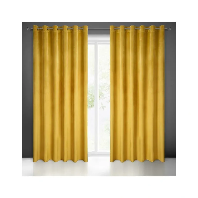 Dekorační velvet závěs s kroužky MELANI mustard/hořčicová 215x250 cm (cena za 1 kus) MyBestHome Odeslání Ihned