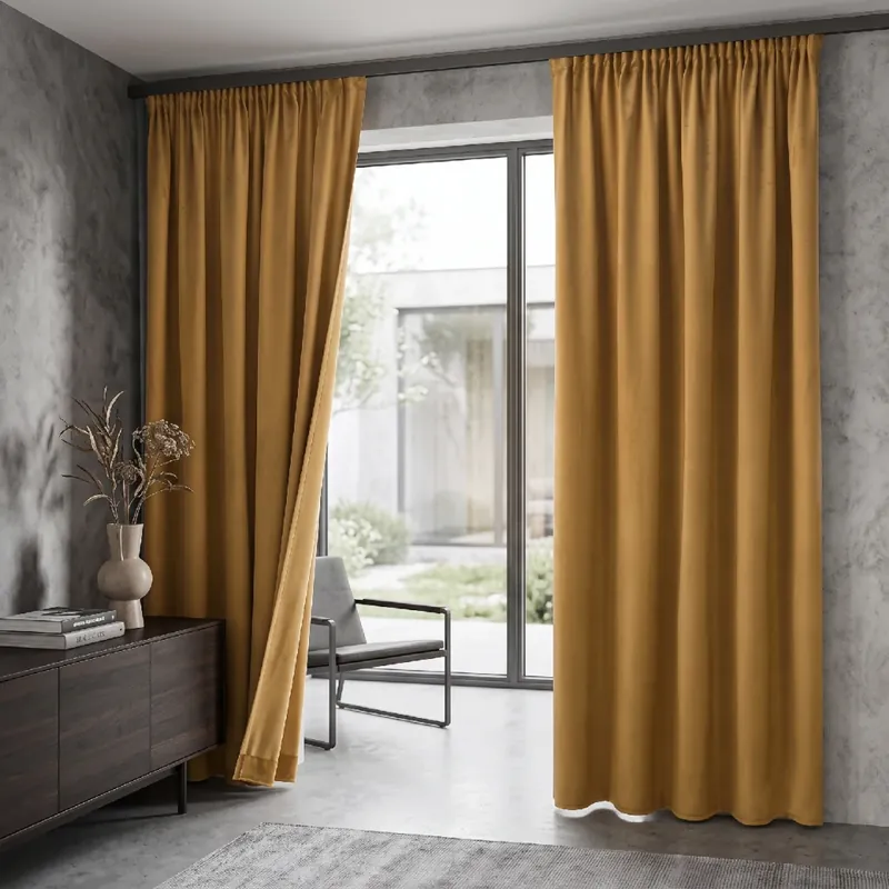 Dekorační velvet závěs s řasící páskou PIERRE CARDIN medová 140x270 cm (cena za 1 kus) MyBestHome Nová Kolekce