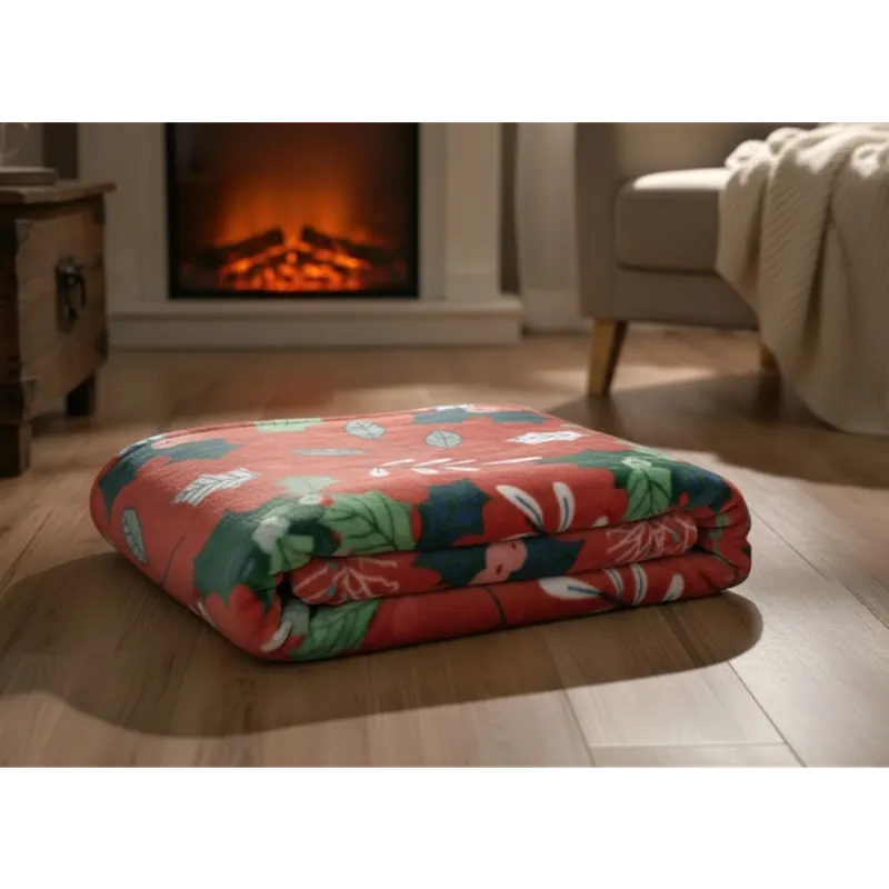 Novinka Vánoční deka z mikrovlákna XMAS TIME červená motiv B 150x200 cm