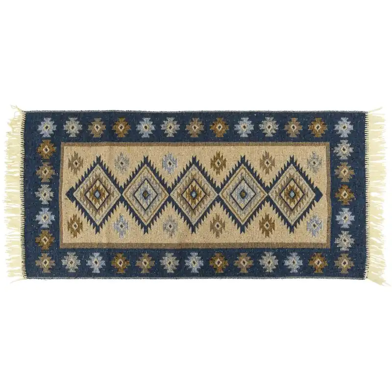 Kusový oboustranný vzorovaný koberec KILIM - ROMBY modrá 80x150 cm Top Prodej
