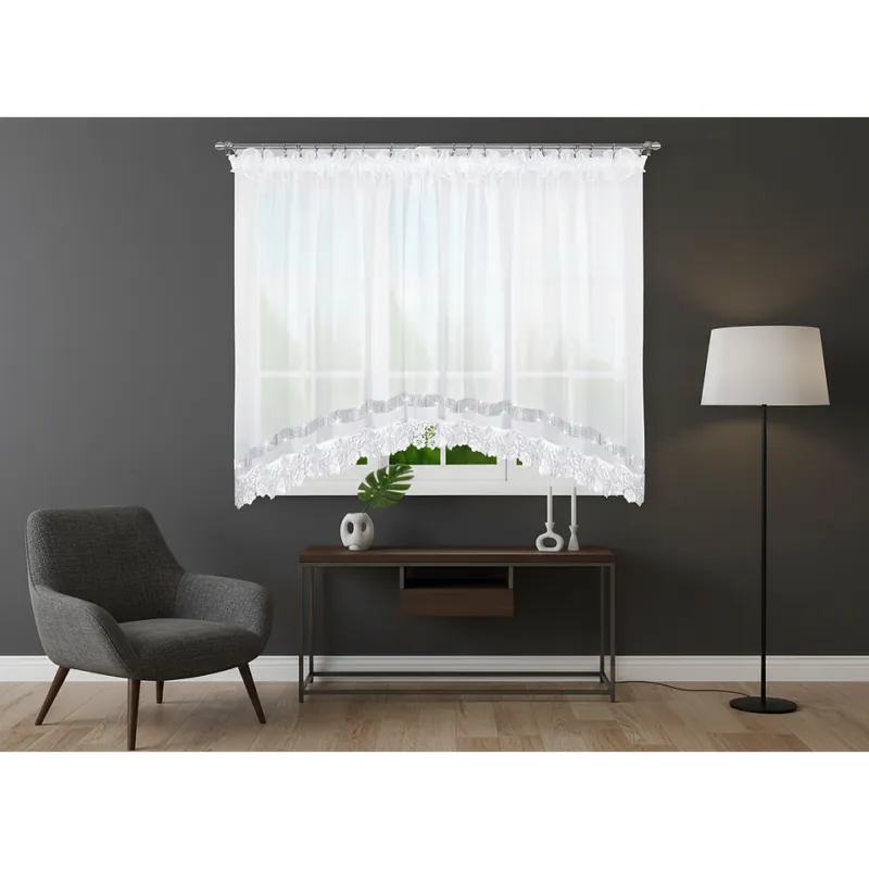 Jen Po Omezenou Doba Dekorační krátká záclona se zirkony s řasící páskou JOSETTE bílá 400x165 cm MyBestHome