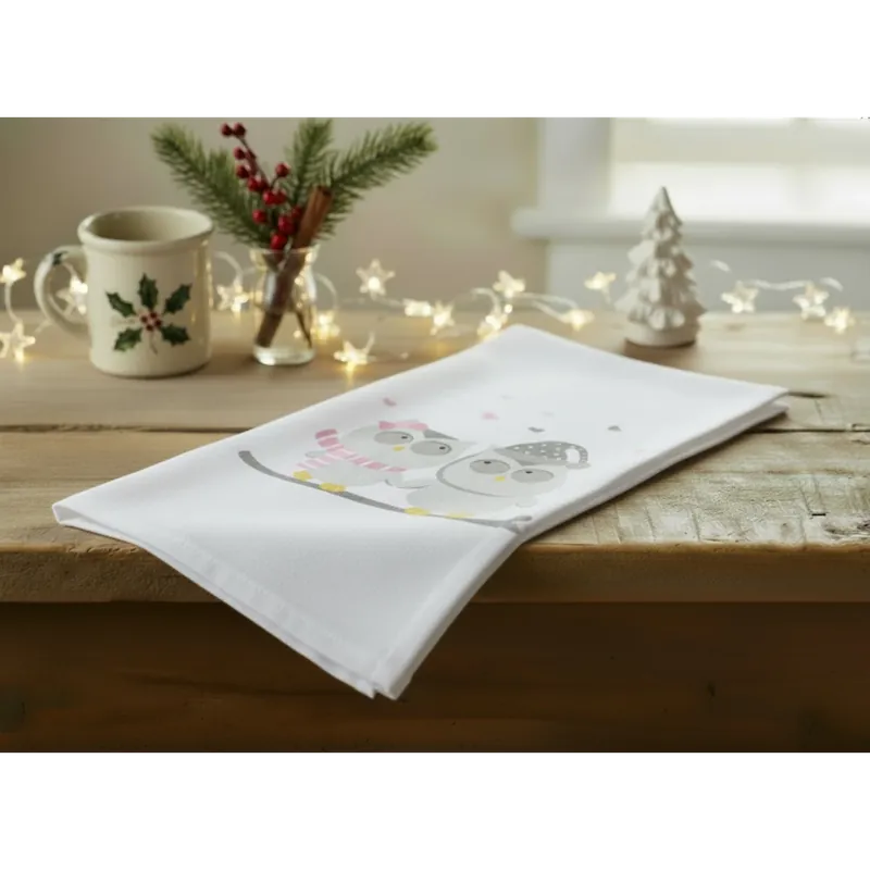 Vánoční utěrka LOVELY CHRISTMAS mikrovlákno 38x63 cm motiv SOVIČKY Novinka