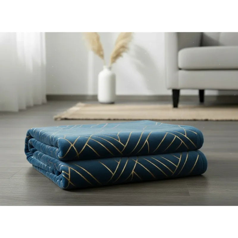 Deka z mikrovlákna MUSSA modrá/zlatá 150x200 cm Mybesthome Sleva