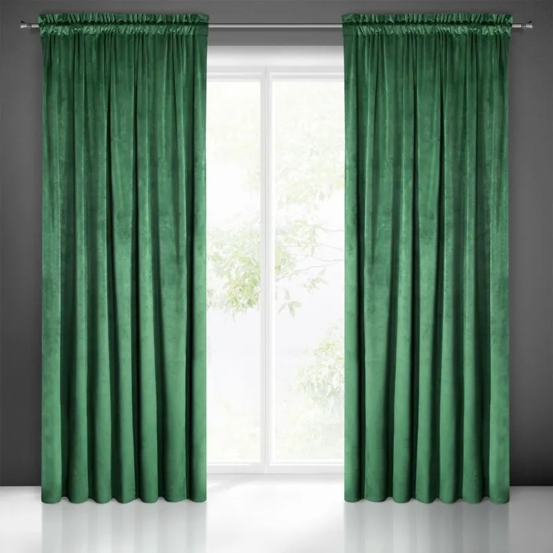 Přímo Od Výrobce Dekorační závěs s řasící páskou PIERRE CARDIN 300 zelená 140x300 cm (cena za 1 kus) MyBestHome