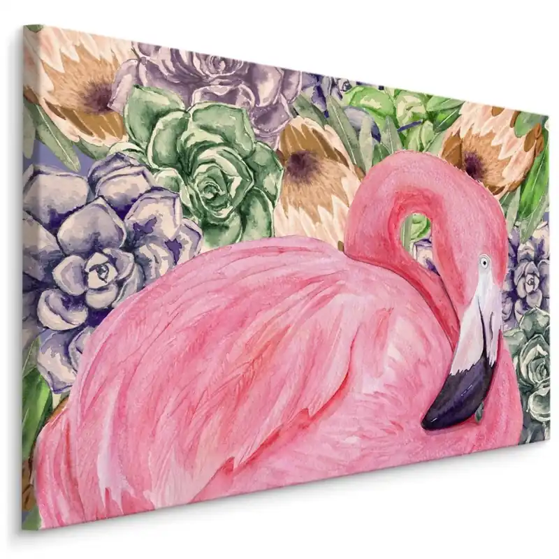 Zlevněný Plátno Flamingo A Květiny