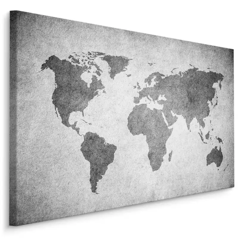 Plátno Mapa Světa V Odstínech Šedi Super Cena