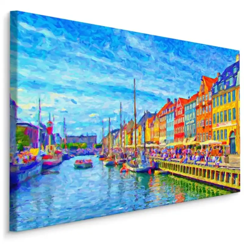 Plátno Kanál Nyhavn V Centru Kodaně Rychlé Dodání