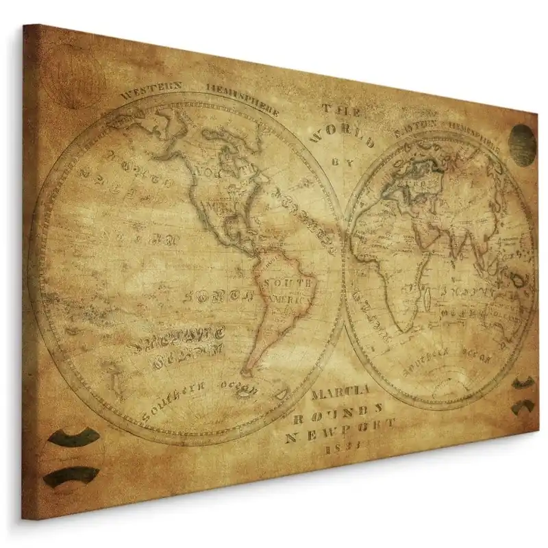 Odeslání Ihned Plátno Historická Mapa Světa Z 19. Století