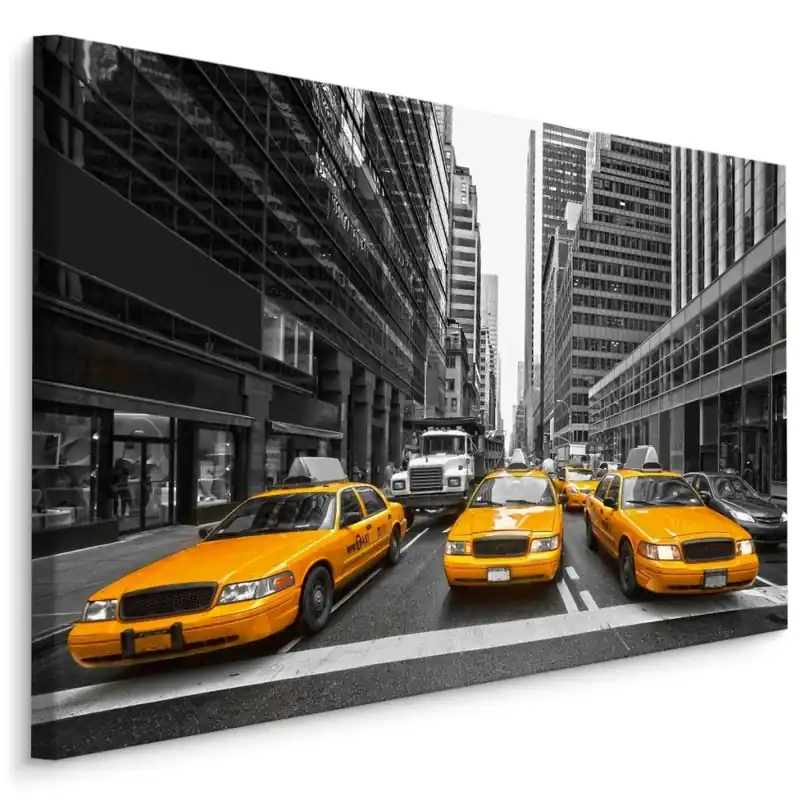 Originální Plátno Žluté Taxíky V Centru New Yorku