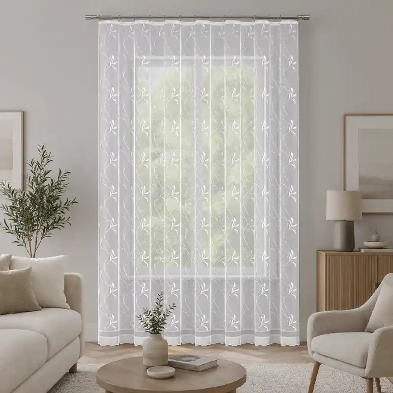 Dokud Zásoby Vydrží Dekorační žakárová záclona s řasící páskou TAMARA 250 bílá 200x250 cm MyBestHome