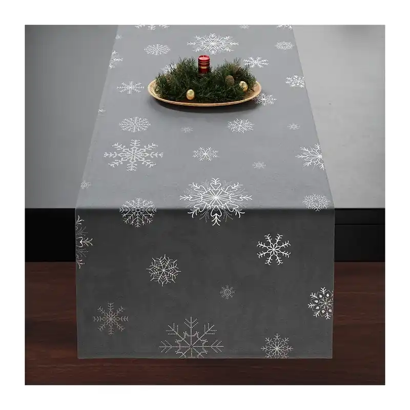 Objednat Nyní Vánoční ubrus - běhoun na stůl SNOWFLAKE tmavě šedá 40x140 cm Mybesthome