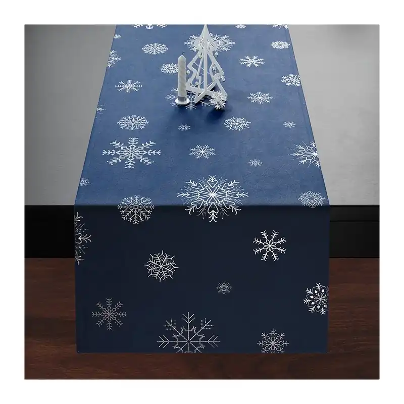 Nejprodávanější Vánoční ubrus - běhoun na stůl SNOWFLAKE tmavě modrá 40x160 cm Mybesthome