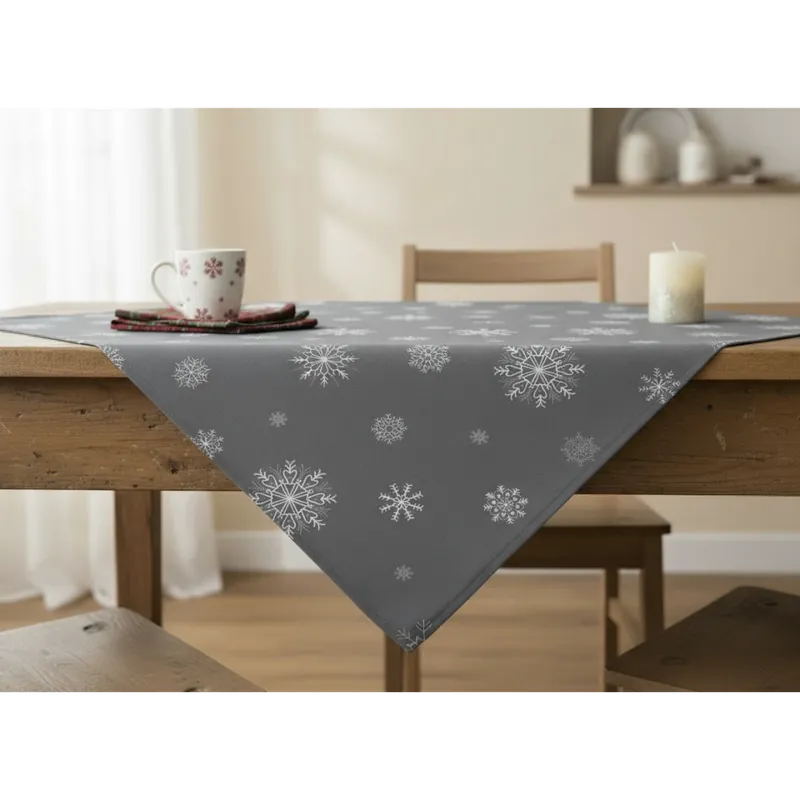 Autentický Vánoční ubrus na stůl SNOWFLAKE tmavě šedá 85x85 cm Mybesthome