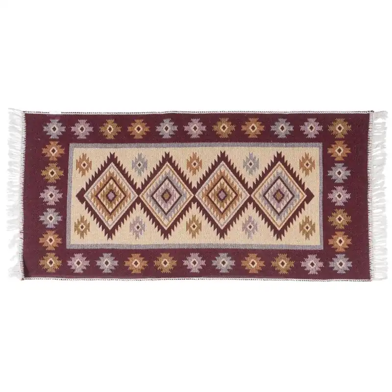 Sleva Kusový oboustranný vzorovaný koberec KILIM - ROMBY švestková 60x120 cm