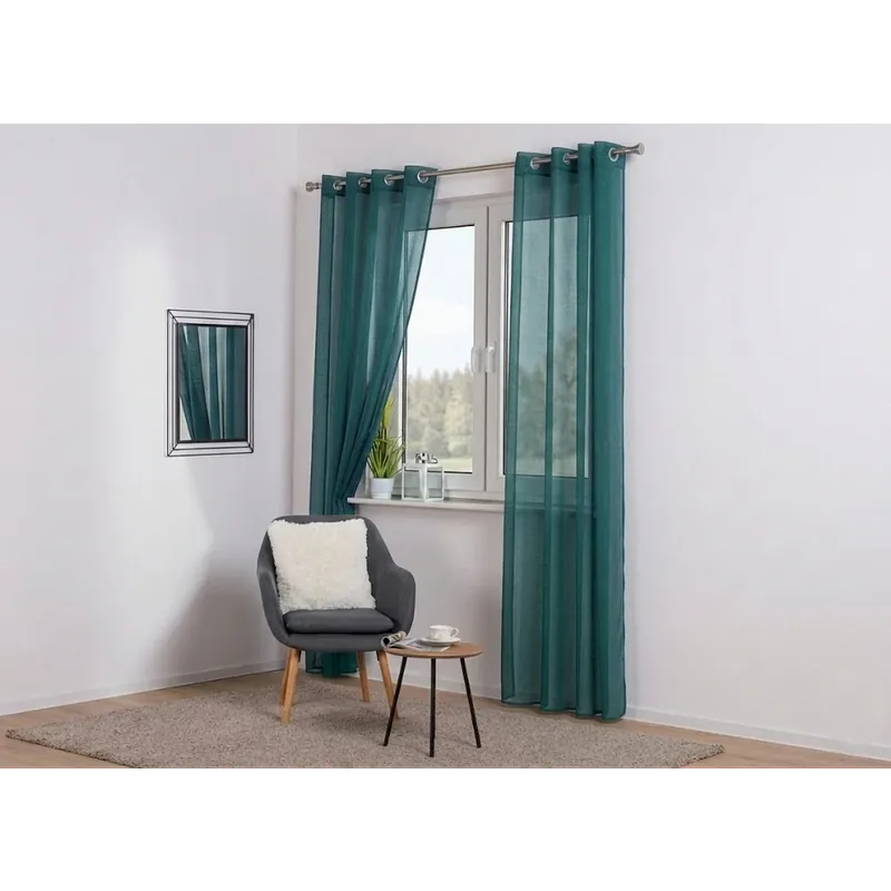Přímo Od Výrobce Dekorační dlouhá záclona s kroužky SOFIA zelená 140x260 cm (cena za 1 kus) MyBestHome