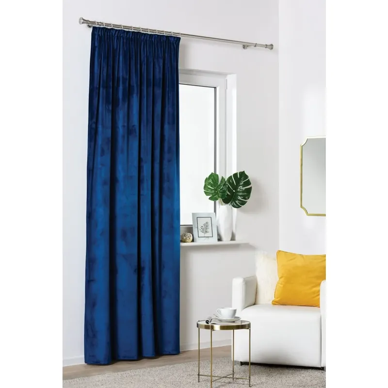 Originální Dekorační VELVET závěs s řasící páskou VELUTTO tmavě modrá 140x260 cm (cena za 1 kus) MyBestHome
