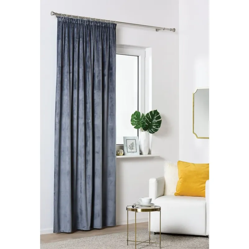 Bezpečná Platba Dekorační VELVET závěs s řasící páskou VELUTTO šedá 140x260 cm (cena za 1 kus) MyBestHome