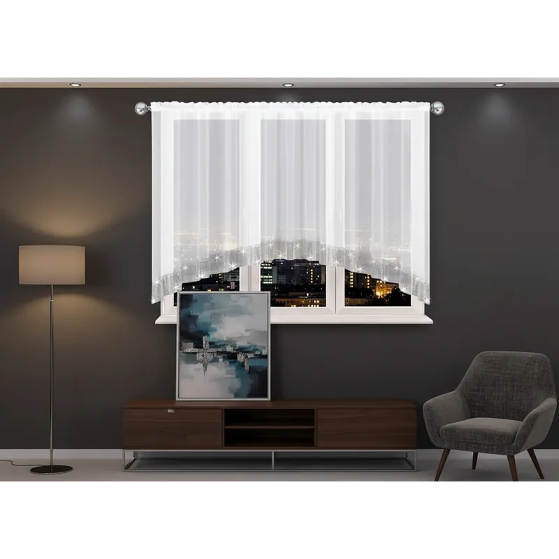 Dekorační krátká záclona se zirkony s řasící páskou RACHEL bílá 400x120 cm MyBestHome Sleva