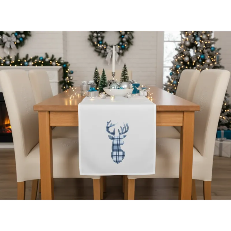 Vánoční ubrus - běhoun na stůl CHRISTMAS DEER bílá 35x175 cm Finální Výprodej