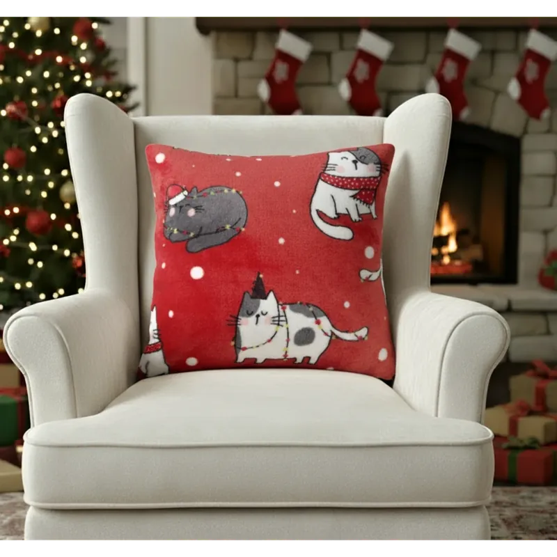 Vánoční polštář FESTIVE PETS 40x40 cm červená mikrovlákno Rychlé Dodání