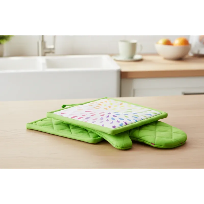 Nejlepší Cena Kuchyňský SET rukavice/chňapka JOYFUL zelená 18x30 cm/20X20 cm , 100% bavlna Balení 2 kusy - pravá rukavice + chňapka