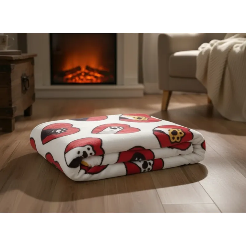 Horká Nabídka Deka z mikrovlákna PETS červená srdíčka 150x200 cm