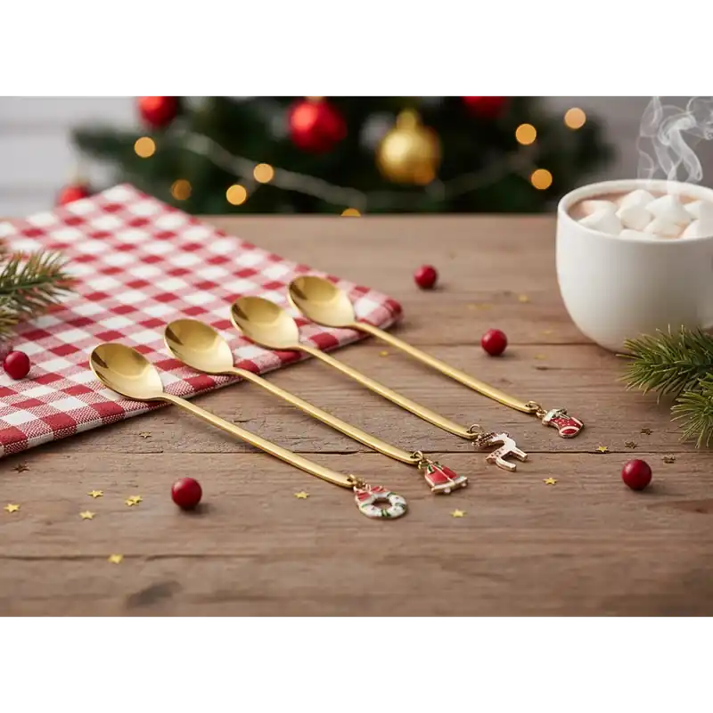 Sada zlatých vánočních dezertních lžiček XMAS 14 cm 4 ks 831275 Cena za 4 kusy v balení Cenový Hit