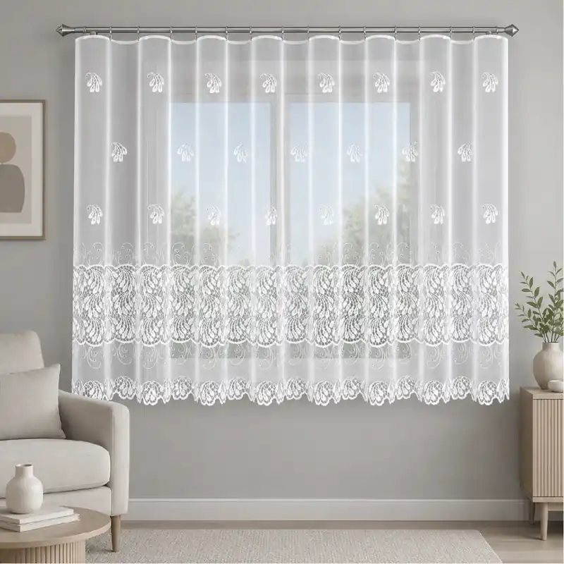 Finální Výprodej Dekorační žakárová záclona s řasící páskou LUSYA 150 bílá 400x150 cm MyBestHome