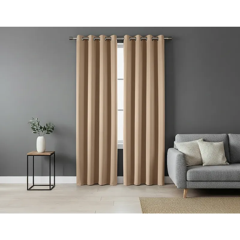 Víkendová Akce Zatemňovací závěs s kroužky "BLACKOUT" SIERRA 135x250 cm béžová (cena za 1 kus) MyBestHome