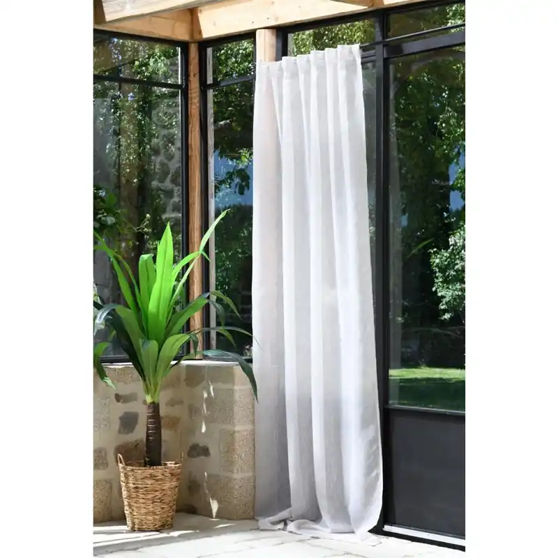 Výprodej Dekorační záclona s poutky režného vzhledu DERBY natural 140x260 cm (cena za 1 kus) France