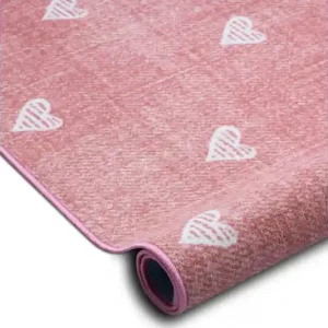 Cenově Výhodný Metrážový koberec HEARTS Jeans - růžový