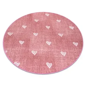 Koberec HEARTS kruh Jeans - růžový Přímo Od Výrobce
