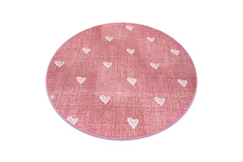Koberec HEARTS kruh Jeans - růžový Přímo Od Výrobce