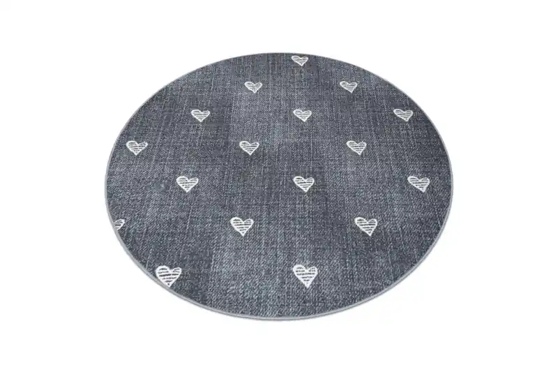 Nejlepší Volba Koberec HEARTS kruh Jeans - šedý