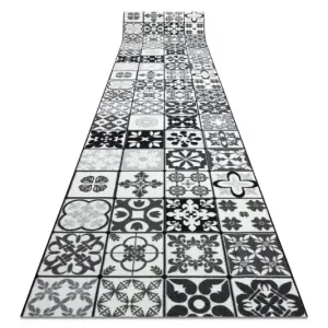 Protiskluzový běhoun AZULEJO PATCHWORK lisabonský obklad - šedý / černý Tovární Cena