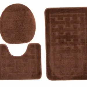 Akční Cena Sada koupelnových koberečků MONO 1039 hnědý 8121 3PC KRATKA