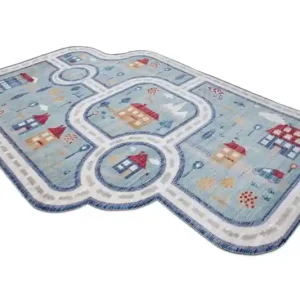 Dětský koberec TOYS 75321 Uličky 3D efekt - tyrkys / krém Časově Omezené