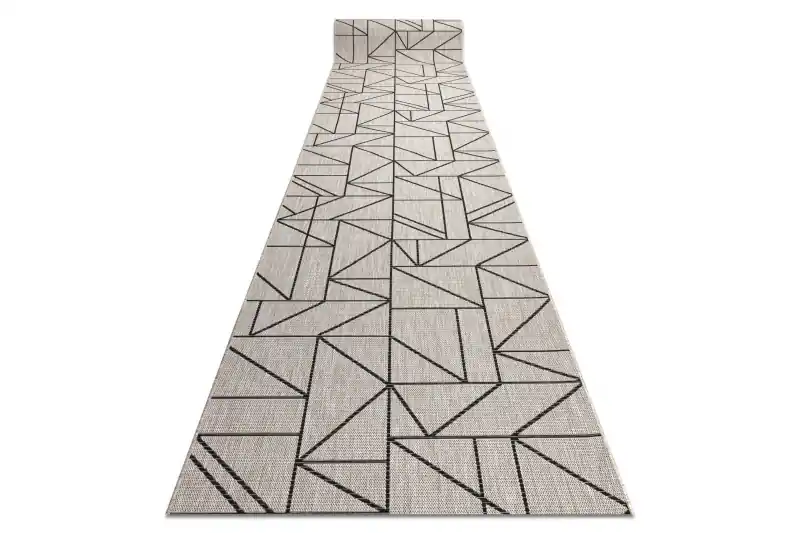 Finální Výprodej Běhoun SIZAL FLOORLUX 20605 trojúhelníky geometrický - stříbrný, černý